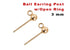 14K Gold Filled Earring Posts Open Ring Attached, 3 mm Ball, (GF-331)